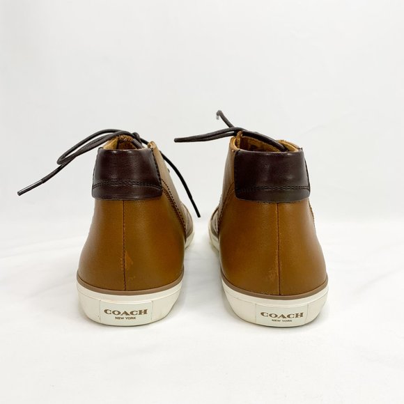 COACH Pete Soft Port Leather Sneaker NEW in Box 9 M Brown Mens - Picture 5 of 8